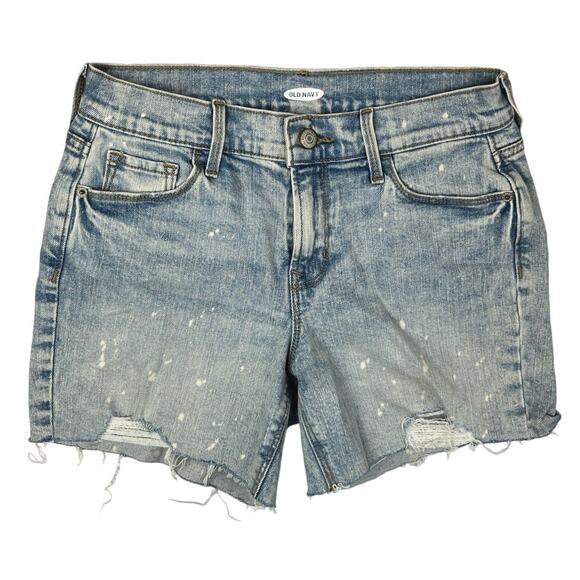 Old Navy Women's Blue Denim Mid Rise Distressed Cut Off Hem Mini Jeans Shorts 2 - Picture 1 of 4